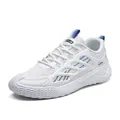 Stylish white and blue mesh sneakers for men featuring a lightweight variant design - 39 / White