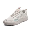 Breathable beige men's mesh casual sneakers with lightweight hollow design and laces - 39 / Beige