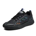Stylish black lightweight breathable mesh men's sneakers with unique hollow-out design - 39 / Black