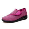 Breathable purple walking shoes for elderly women with velcro straps and air cushion - 35 / Wine Red