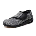 Women's breathable knit walking shoes with Velcro strap and air cushion sole in grey - 35 / Gray
