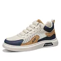 Scarpe alte da uomo in mesh traspirante beige e blu navy con suola antiscivolo resistente - 39 / Beige
