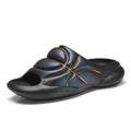 Stylish iridescent basketball design slides with thick anti-slip sole for indoor use - 36-37 / Black