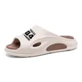 Komfortable beige und braune Herren-Badeschlappen mit weicher Sohle für den Sommer - 44-45 / Reisbraun