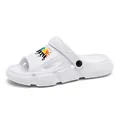 White summer clogs for outdoor beach use with colorful graphic print - 44-45 / White