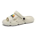 Cream-colored summer outdoor sports clogs with colorful graphic for beach and beachwear - 44-45 / Beige