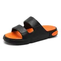 Sportliche Herren-Strandschlappen mit dicker Sohle in Schwarz und Orange Design - 44-45 / Dual-Use Dicke Sohle Slides (5501) / Schwarz Orange