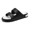 Herren Strandsandalen mit dicker Sohle und rutschfestem Doppelriemen-Design in Schwarz-Weiß - 44-45 / Dual-Use Dicke Sohle Slides (5501) / Schwarz Weiß