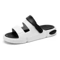 Stilvolle weiß-schwarze Outdoor-Strandsandalen für Damen und Herren mit Doppelriemen - 44-45 / Weißschwarz