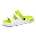 Weiße und neongrüne Zwei-Wege-Sommersandalen mit verstellbarem, drehbarem Fersenriemen - 44-45 / Weiß-Grün