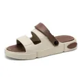 Bequeme zweifarbige EVA-Clogs in Beige und Braun mit verstellbarem Riemen für Herren - Reisbraun