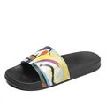 Sandales de plage noires pour l'été avec motif graffiti abstrait sur la bride supérieure - Style Graffiti (QDTX-115 Noir)