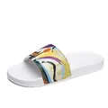 Sandales claquettes blanches à motifs graffiti avec bride colorée et design moderne - Style Graffiti (QDTX-115 Blanc)