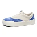 Trendige Low-Top-Canvas-Sneaker mit blauen Webdetails und cremefarbener Plateausohle - 35 / Blau (X233)