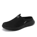 Breathable black mesh men's slip-on mules for summer casual wear and outdoor comfort - 39 / Full Black (MZ-8399)