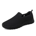 Breathable black mesh slip-on loafers for women, comfortable casual flat walking shoes - 35 / Black
