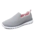 Lightweight breathable grey mesh slip-on sports loafers for women with pink lining - 35 / Gray