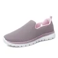 Women's breathable purple mesh slip-on walking shoes featuring a lightweight white sole. - 35 / Pink