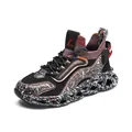 Scarpe da corsa chunky da uomo in flyknit con suola multicolore e tomaia traspirante - 39 / Stile Manica Regolare (MY-6819) / Nero