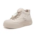 Stylish beige chunky platform bread sneakers for women with cute cartoon sheep - 35 / White