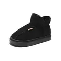 Pantofole a stivaletto in velluto a coste nero con fodera in peluche e suola spessa antiscivolo - 30-31 / Nero