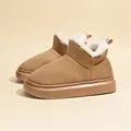 Stivali da neve platform da donna in marrone con fodera in peluche bianca. - 30-31 / Kaki