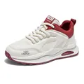 Men's retro chunky sneakers in white and red finish with thick platform sole design - 40 / White