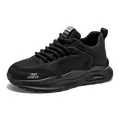 Classic all-black men's retro dad shoes with thick breathable sole for sports and casual wear - 40 / Black