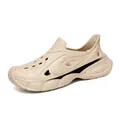 Men's thick-soled clogs in beige with red splatter, anti-slip outdoor beach sandals. - 40 / Khaki