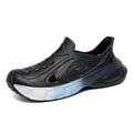 Men's breathable black garden clogs with stylish white and blue gradient thick soles - 40 / Black (BXJ-255-2)
