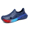 Navy blue men's clogs with red and blue gradient thick non-slip sole for outdoor summer wear - 40 / Dark Blue (BXJ-255-2)