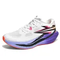 Lightweight white and purple unisex running sneakers featuring a chunky textured sole - 36 / White & Purple (SHL-1919)