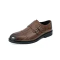 Classic brown double monk strap business dress shoes with wood grain finish for men - 38 / 尖头双扣孟克款(WJZ-502) / Brown
