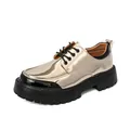 Men's gold metallic platform dress shoes with black patent leather accents for wedding - 39 / Gold