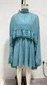 Elegante groenblauwe tweedelige chiffon jurk set met onderjurk voor dames, SKU-variant - S / Boven- En Onderstuk / Meerblauw Groen