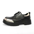 Premium black and gold patent leather platform oxford shoes for formal occasions - 39 / Black
