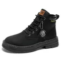 Durable black men's Martin boots with non-slip thick sole for outdoor hiking and walking - 39 / Black