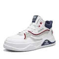 Sneaker alte da uomo bianche con suola spessa e accenti sportivi rossi e blu vivaci - 39 / bianco e blu