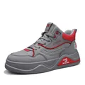 Sneaker alte da uomo grigie e rosse con suola spessa e design sportivo alla moda - 39 / Grigio Rosso