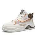 Sneaker alte da uomo eleganti con suola spessa e design a contrasto bianco e marrone - 39 / Beige Cachi