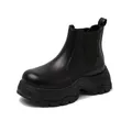 Elegant black platform Chelsea boots for women featuring a thick lug sole and matte finish - 34 / Chelsea Short Boots Style (Z585) / Black