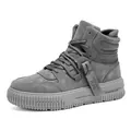 Scarpe da skate alte grigie da uomo con suole spesse e design sportivo - 39 / Grigio (C-561)