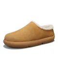 Cozy winter fleece-lined mules with thick non-slip soles in classic tan brown colorway - 40 / Camel