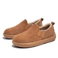 Winter brown suede slip-on shoes with thick warm fleece lining and non-slip durable sole - 39 / Khaki