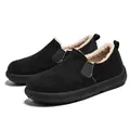 Classic black men's winter slip-on loafers with warm fleece lining and thick sole - 39 / Black