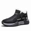 Warme schwarze High-Top-Schneestiefel für Herren mit dickem Fleece-Futter und rutschfester Sohle - 38 / Sportlich-Lässiger Stil (MD1938) / Schwarz