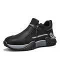 Stylische schwarze Herren-Winterstiefel mit dickem Thermofutter und seitlichem Reißverschluss - 38 / Sportlich-Lässiger Stil (D1938) / Schwarz