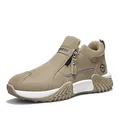 Herren khaki halbhohe warme Schneestiefel mit Reißverschluss und dicker rutschfester Sohle - 38 / Sportlich-Lässiger Stil (D1938) / Sandfarben