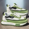 Elegantes zapatillas con plataforma de cuero verde y blanco para invierno con forro polar - 39 / Verde (MX-D1118-1)