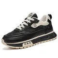Elegantes zapatillas dad para hombre de cuero negro con suela gruesa y acolchado - 39 / Negro (MX-D1118)